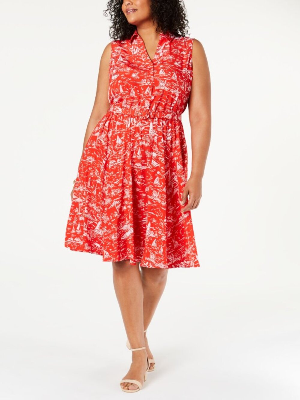 Charter Club Womens Plus Size Scenic Belted Dress